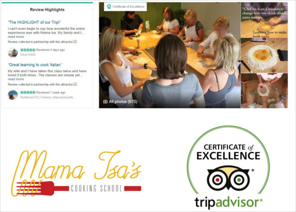 Mama Isa's Cooking School in Italy - Certificate of Excellence with Tripadvisor